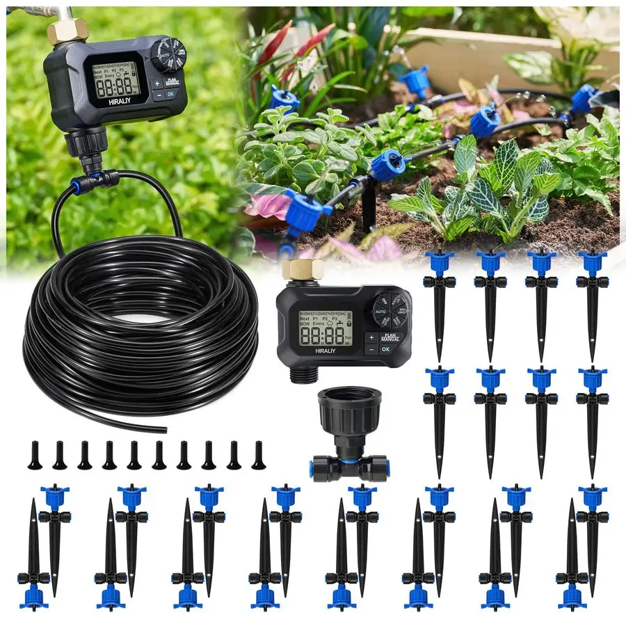 

Система компенсации давления для полива на 30 метров с таймером, новая система быстрого подключения для полива сада, комплект для орошения