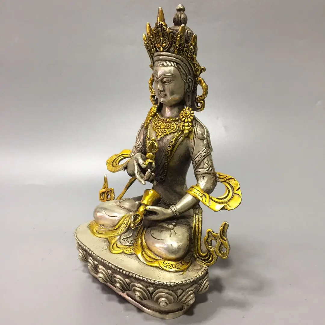 Tibet White Tara Buddha Statue Ornament Home Office Cabinet Deco Desktop Decor Figurines