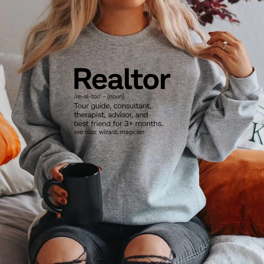 Realtor Definition Sweatshirt Funny Real Estate Hoodies Real Estate Agent Gift Unisex Sweatshirts Streetwear Women Top Pullovers
