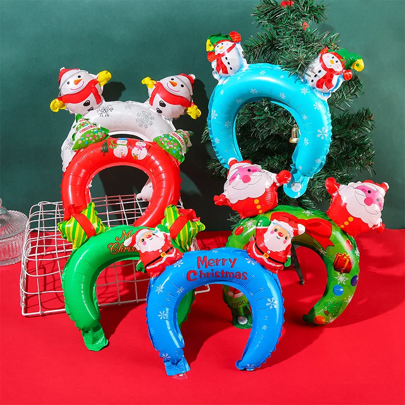 

10Pcs Cartoon Cute Christmas Series Headband Balloon Creative Fun Party Props Decorations 3D Three-dimensional Wrist Balloons