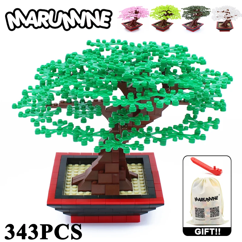 

Marumine 343 шт. строительные блоки MOC для деревьев, кирпичи, миниатюрный набор бонсай, аксессуары для растений, детали для травы, украшения, наборы моделей «сделай сам»