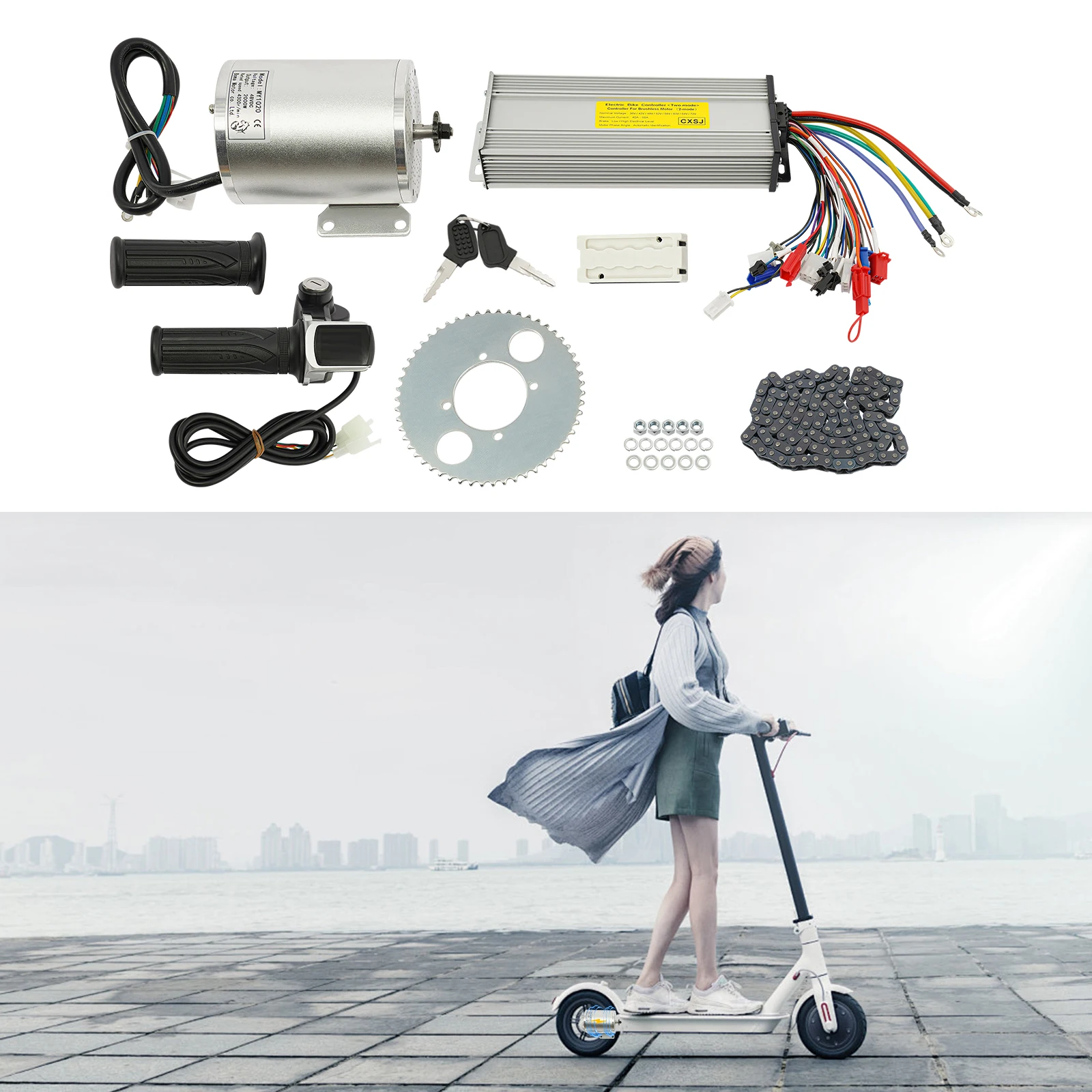 

Brushless Motor 48V2000W Scooter Motor Kit with LCD Display Screen