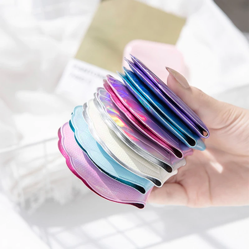 Laser Color Cute Makeup Mirror Cosmetic Compact Size Fashion Shell Mirror Double-sided Mirror Folding Portable