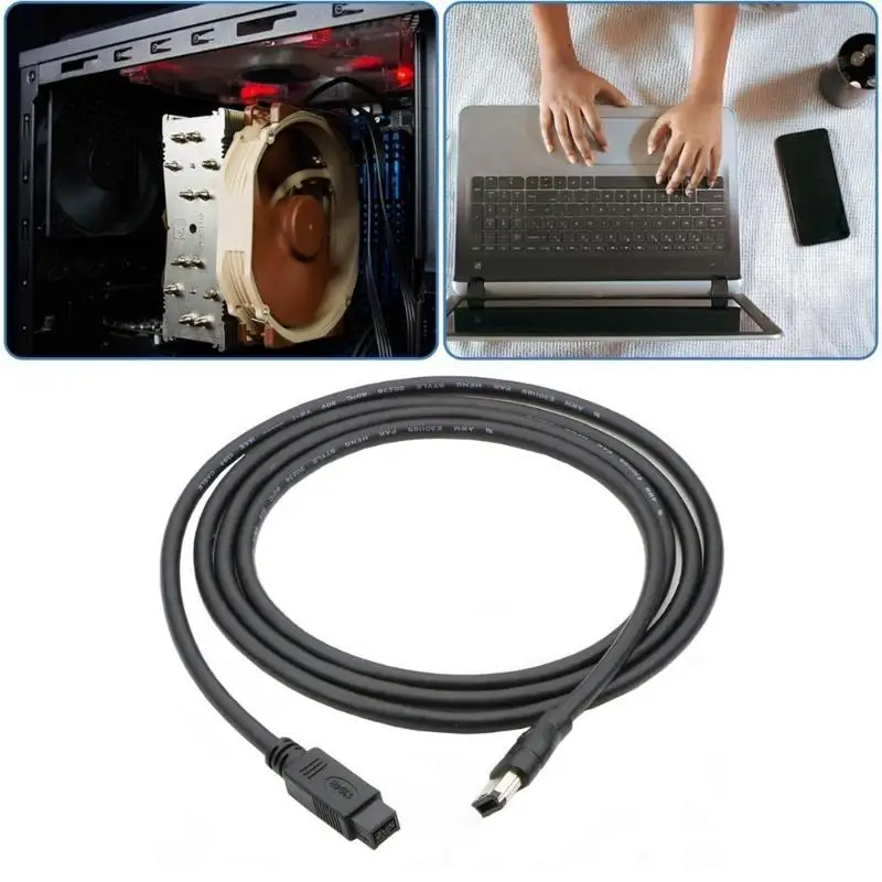 Firewire IEEE 1394 Adapter Cable 6 Pin to 9Pin Plug Cable for Connecting Printers Scanners Hard Drive