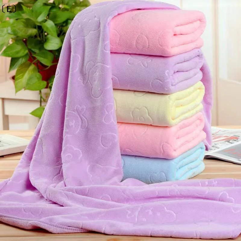 〔E〕70x120cm Embossed Towels Quick Drying Towels Bath Towels Absorbent Soft And Comfortable Bathrobes Ultra-fine Fiber Towels