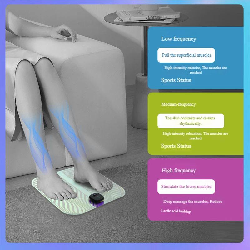 New EMS Foot Massager Mat with Microcurrent Pulse Colorful Reflexology Pad for Legs Feet Relaxation Electric Acupoint Stimulator