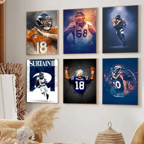 Rugby Denver B-Broncos Poster Paper Print Home Living Room Bedroom Bar Cafe Art Painting Decoration Gift