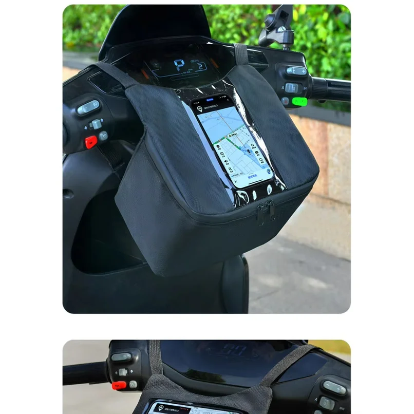 Motorcycle Front Dash Bag Hanging Touch Screen Phone GPS Pouch Waterproof Handlebar Mount Storage for Tank Alternative