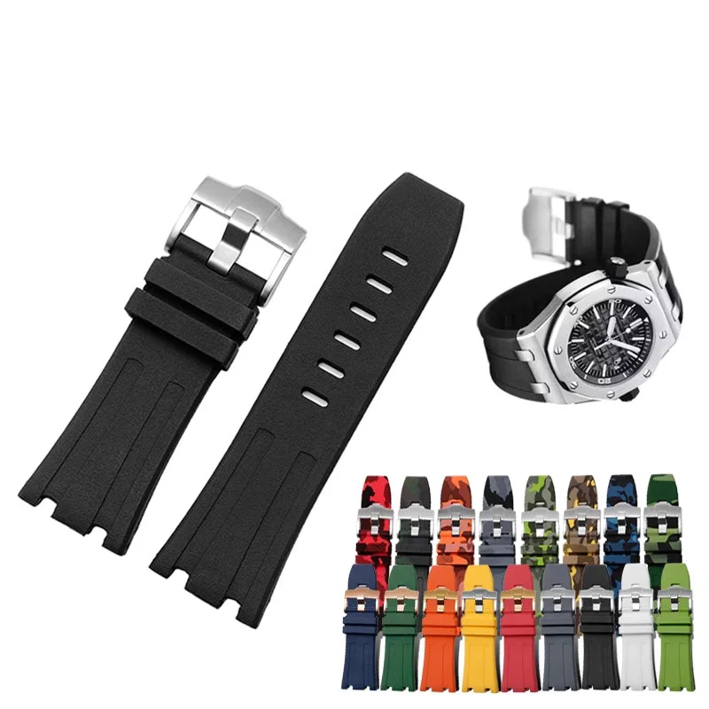 Silicone Watchband for AP Audemars and Piguet Rubber Watch Strap Royal Oak Offshore 26400 Waterproof Sweat-Proof Watch Strap 28