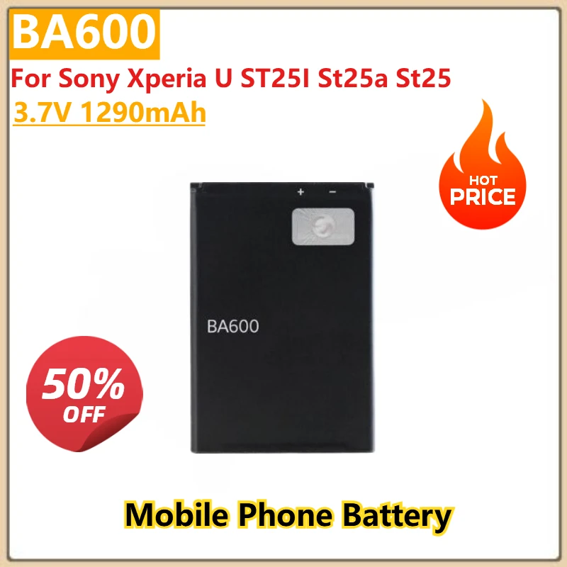 

100% New 3.7V 1290mAh BA600 Replacement Mobile Phone Battery For Sony Xperia U St25 ST25I St25a High Quality