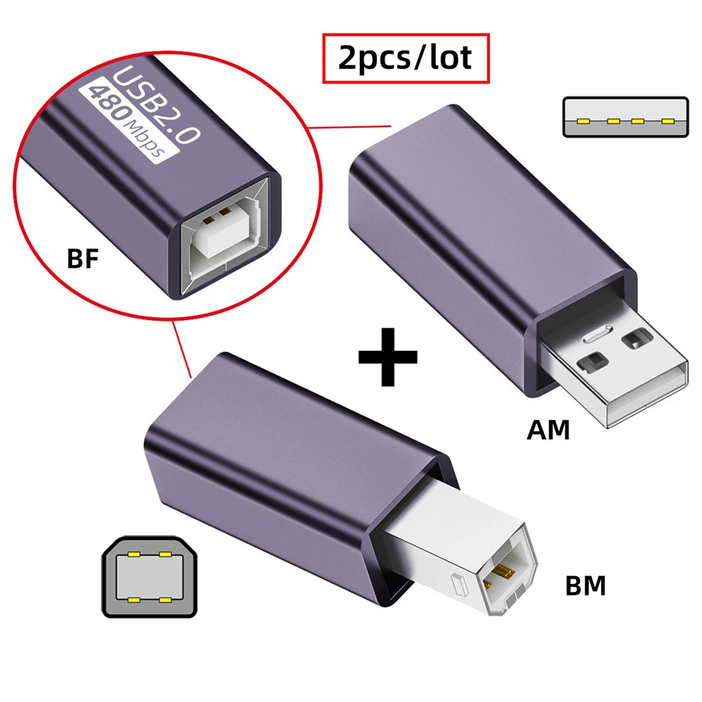 ChenYang USB 2.0 to USB 2.0 Type B Printer Connector Adapter for Disk Scanner 2Pcs/Set