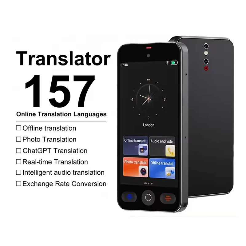 

Устройство для перевода речи S10 Pro с поддержкой 152 языков, портативное, с функцией AI-перевода, офлайн-перевод, запись видео