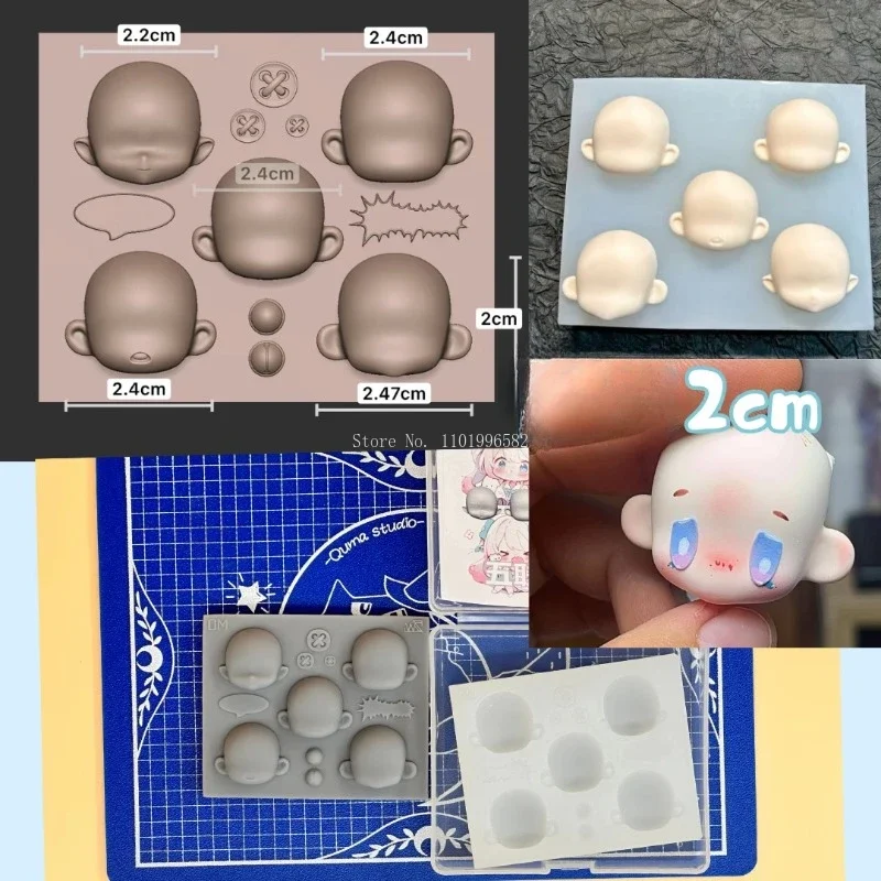 Ultralight Clay Q Version Cartoon Doll Ordinary Face Silicone Mold DIY Ceramic Doll Animation Character Face Contour Making Tool