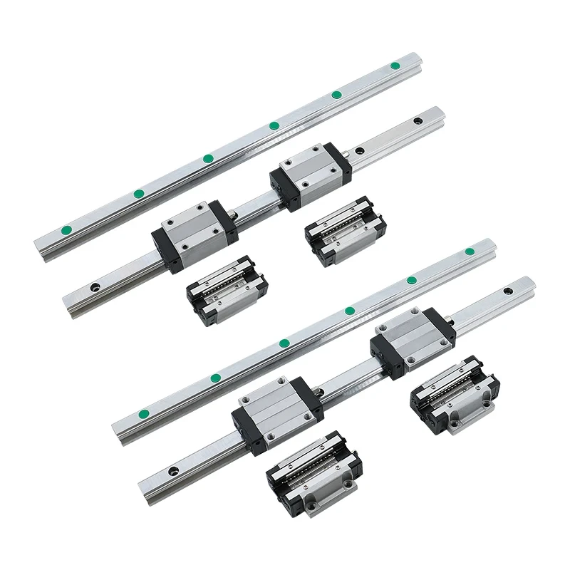 MHCNC HGR15 Linear Guide Rail Kit 200-1000mm 2Pcs Rails 4Pcs HGH15CA Steel Carriages Green Dust Plug CNC Automation