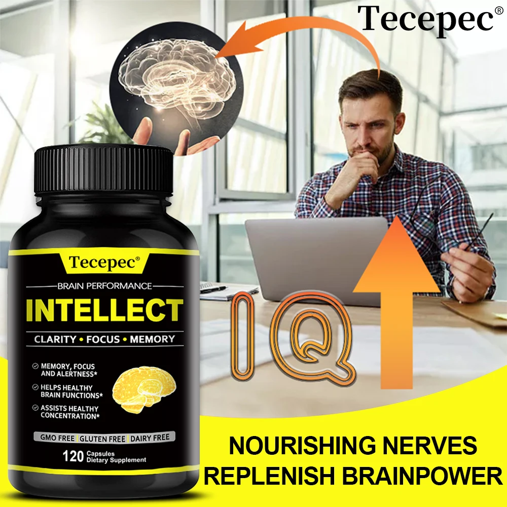 الذاكرة والتركيز والشفافة ومكملات الدماغ للطاقة - معززات الدماغ المعكرونة DMAE Bacopa Monnieri وكبسولات Phosphatidylserine