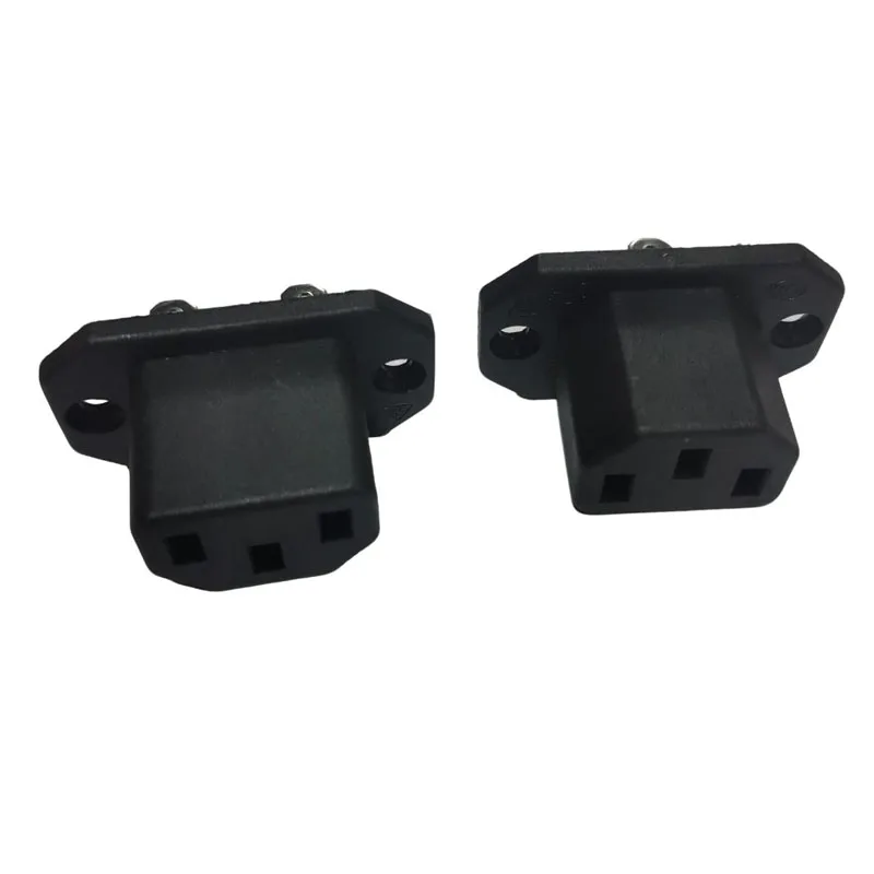 2 шт., черная розетка IEC320 C13, встроенная розетка PDU, разъем переменного тока, розетка переменного тока с ухом/винтовым отверстием