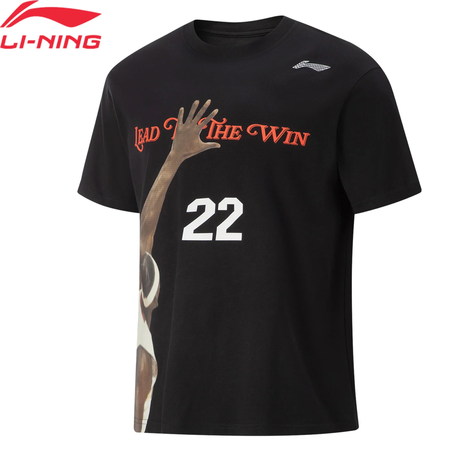 

Мужская футболка Li-Ning JIMMY BUTLER, 100% хлопок, свободный крой, модные баскетбольные повседневные трикотажные изделия с подкладкой и короткими рукавами AHSV409