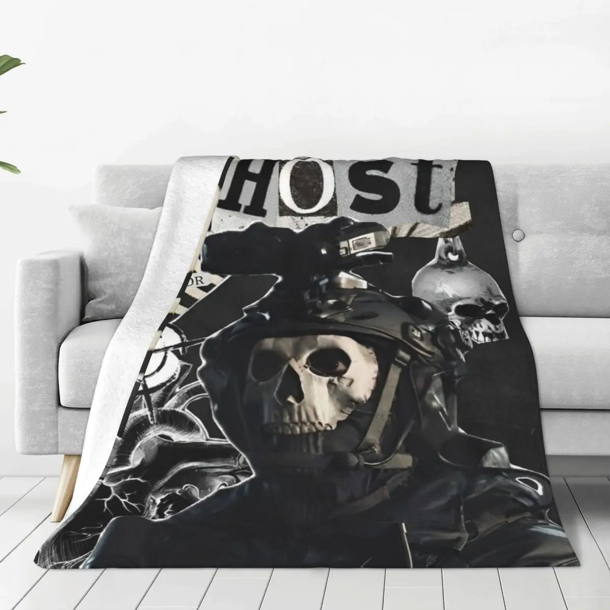 Gothic Call Of Dutys Ghost Blanket Game Wool Throw Blankets Summer Air Conditioning Personalised Soft Warm Bedsprea