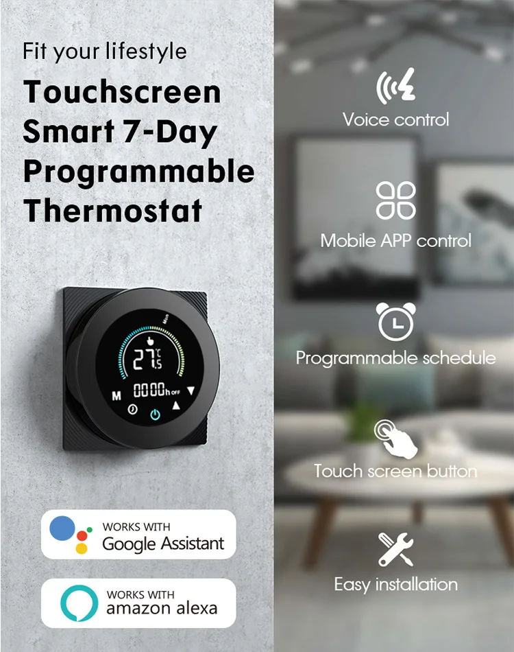 Tuya Smart Life ZigBee Thermostat Controller Switch, Floor, Water, Gas Boiler Heating, 110V, 240V, Support Alexa, Google Home