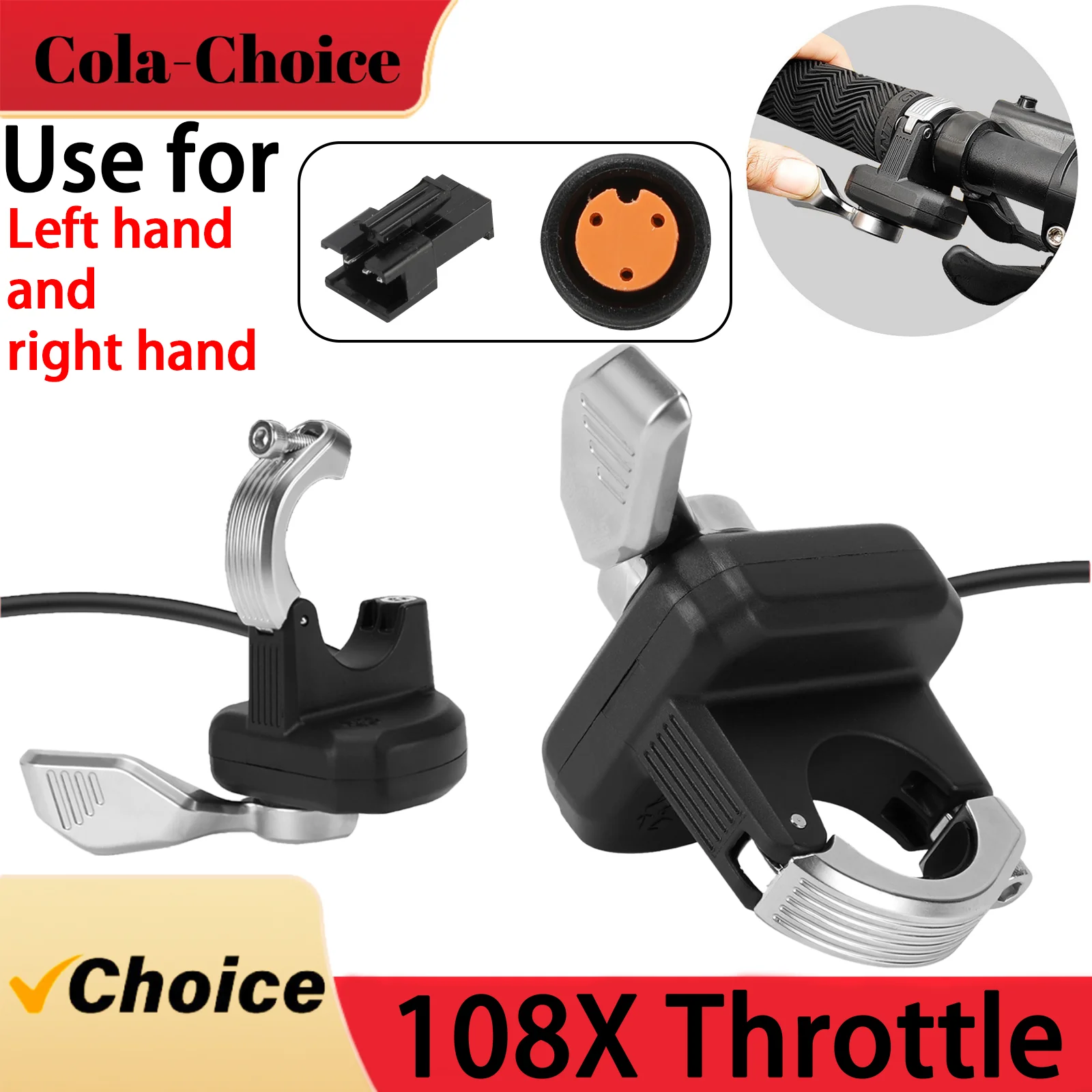 

108X E-Bike Throttle Right Finger Throttle 36V 48V 60V 72V Electric Bicycle Accelerator Universal voltage Right Thumb Throttle