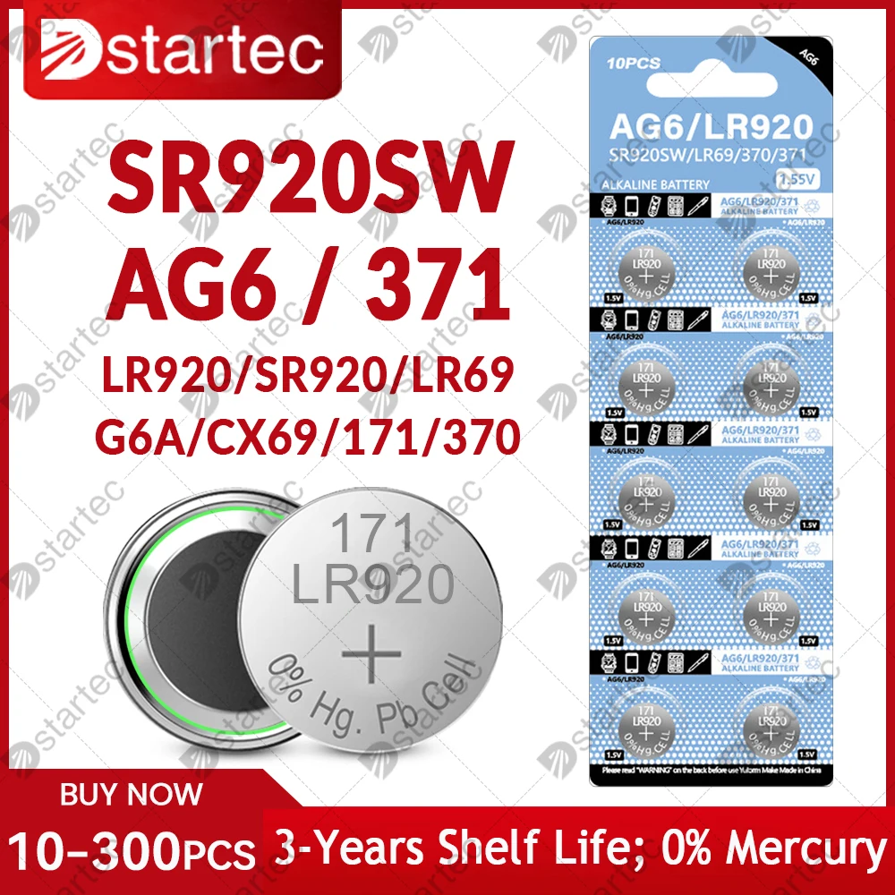 1.55V LR920 AG6 171 371 370 LR69 LR921 G6A SR920 Button Batteries For Watch Toys Remote SR920SW AG 6 Cell Coin Alkaline Battery