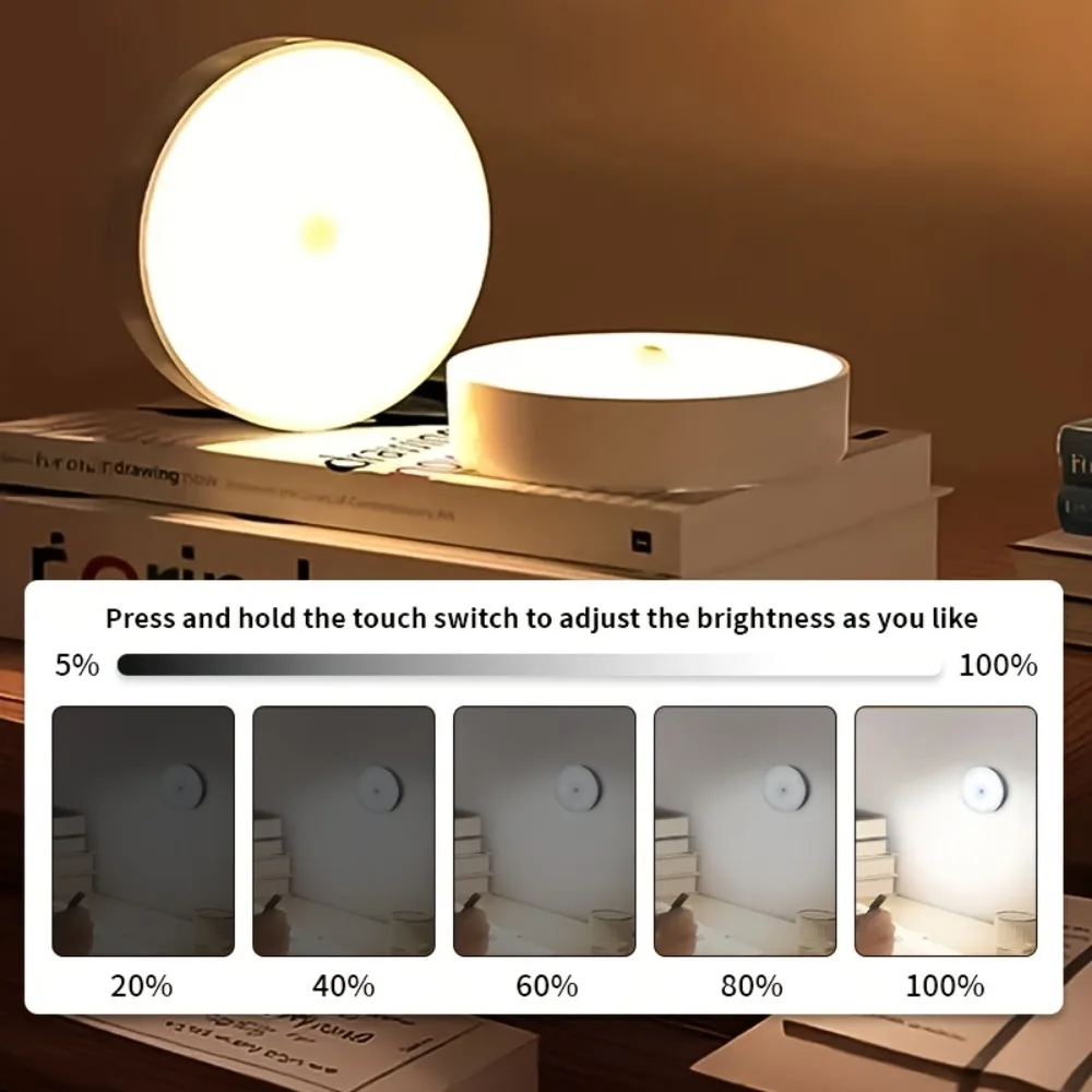 

Versatile Induction Night Light, 300mAh Built-in Battery, Press to Switch Modes, Long Press for Steady On, Multiple Uses