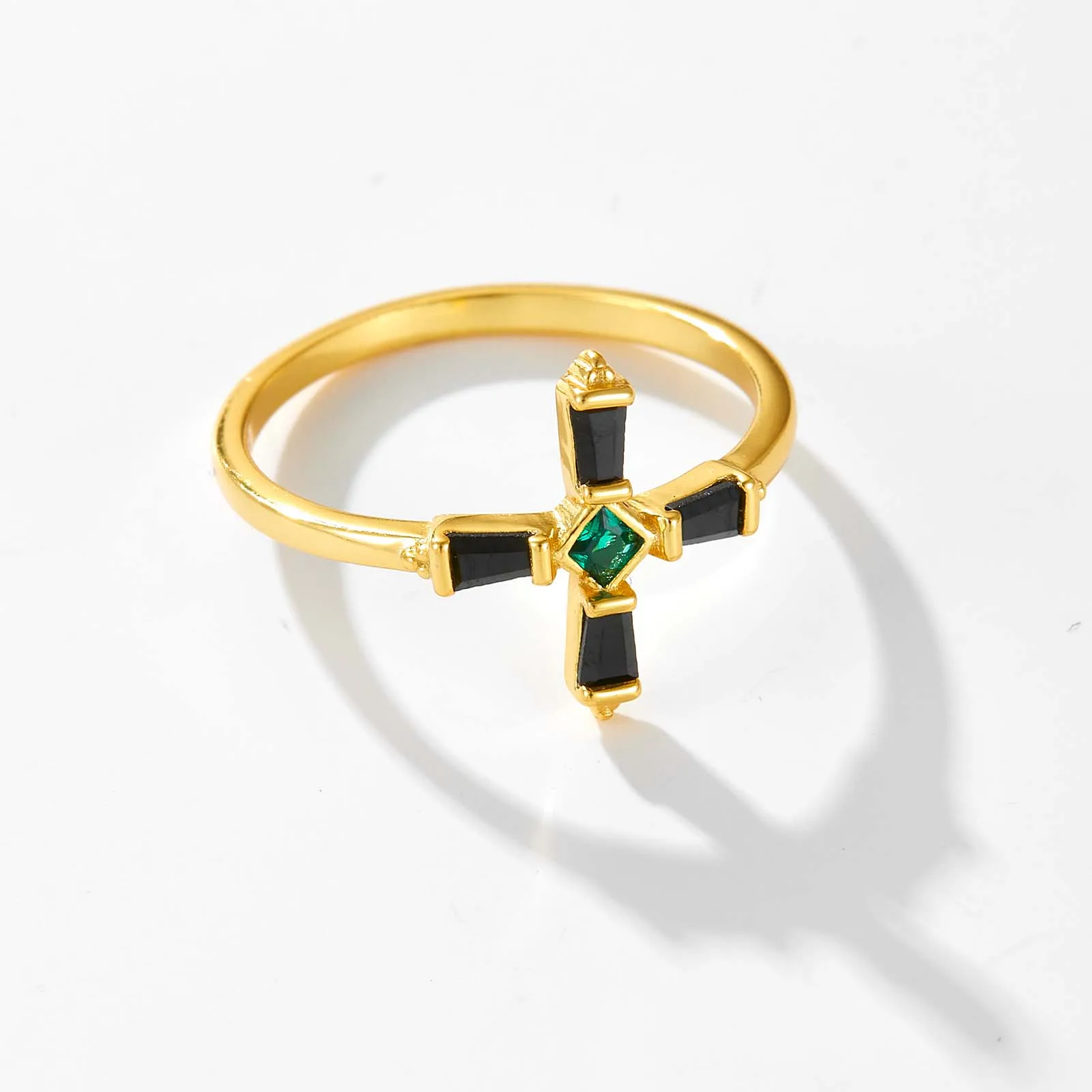 ANDYWEN 925 Sterling Silver Gold Green Black Chain Earring Cross Necklace Ring Jewelry Set Anillo Fino Sabrina Zircon Jewels