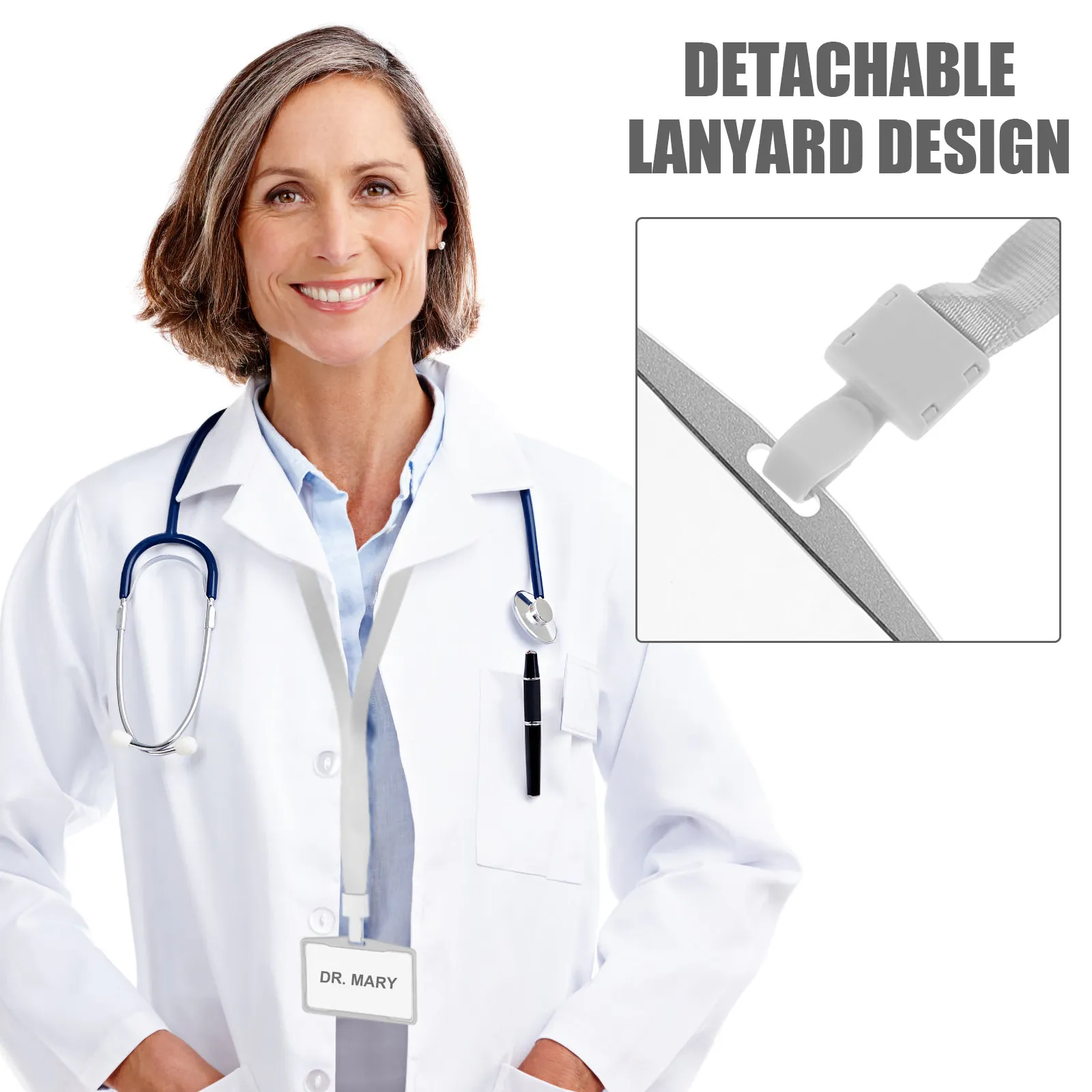 

1Set Aluminum Alloy Card Holder Multi Functional Name Tag Sleeve for Work School Hospital Industries Easy Carry Neck Strap