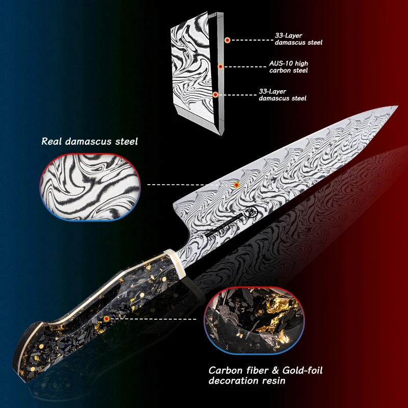 Grandsharp Premium 8 Inch Chef Knife 67 Layers Damascus Steel Kitchen Knives Cooking Cutlery 2024 New Design Kitchen Tools