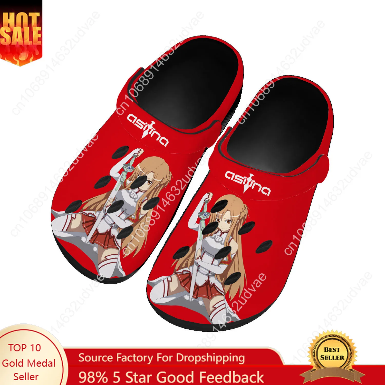 

Sword Art Online Water Shoes Men Women Teenager Comfortable Home Garden Clogs Custom Sandals Beach Breathable Hole Slippers