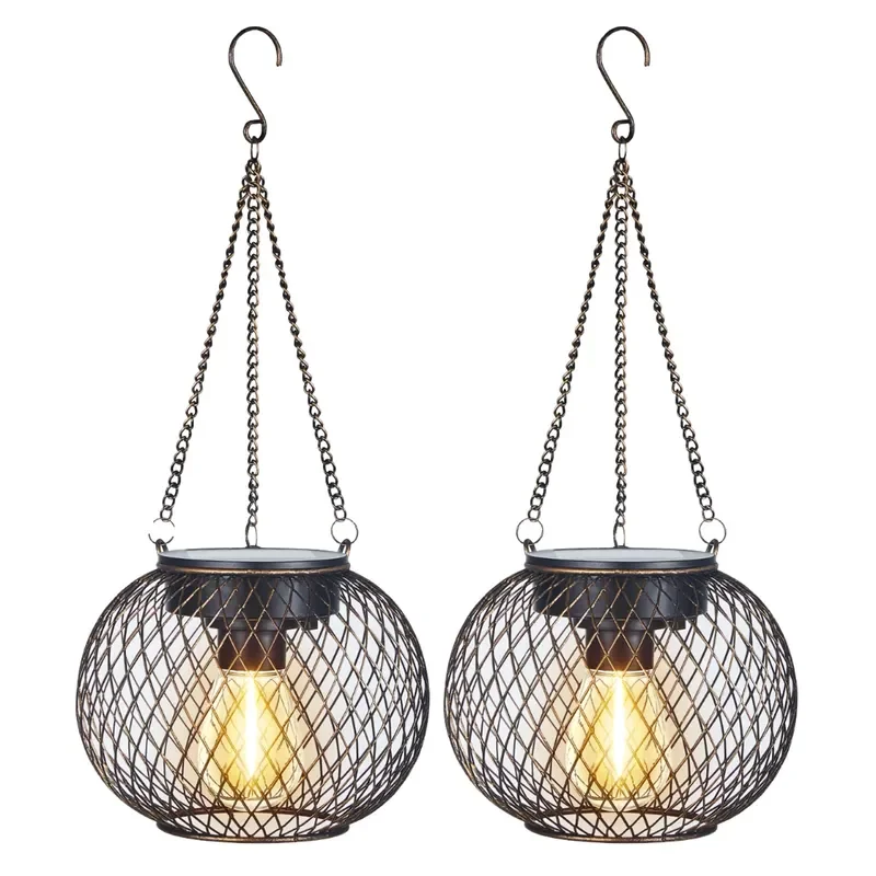 for  Solar Garden Light LED Outdoor Chandelier Iron Grid Decoration Satchel IP65 Waterproof Fashion