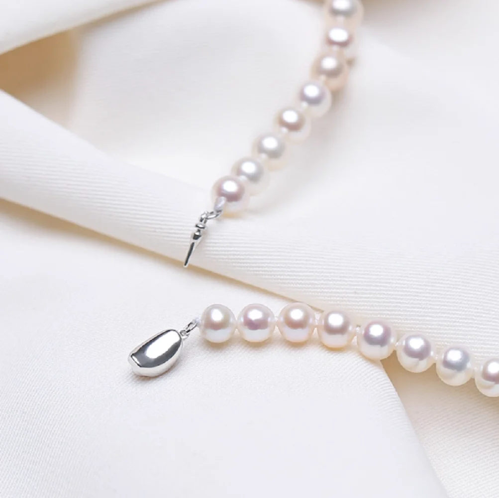 

Exquisite AAA5-6mm Natural Japanese Round Pearl Necklace White Princess Birthday Gift 925s/33cm/35cm/38cm