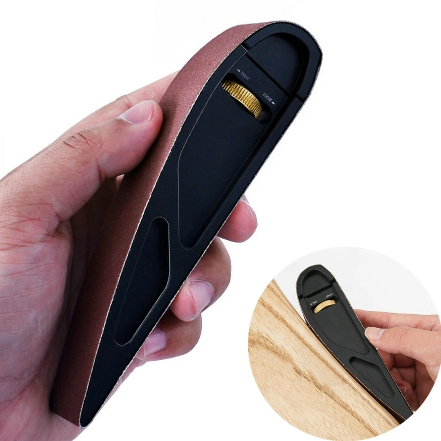 Portable Sandpaper Holder Aluminum Alloy Adjustable Curve Grinding Polishing Belt Sander Sandboard Woodworking Sand Framer Tool