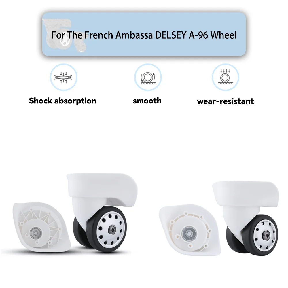 

For The French Ambassa DELSEY A-96 Universal Wheel White Replacement Suitcase Silent Smooth Shock Absorbing Rotating Wheel