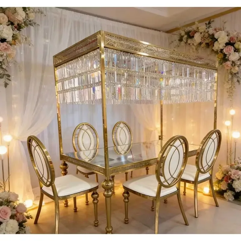 Elegant tempered glass dining table set Custom wedding chairs and tables, suitable for banquet hall hotel event