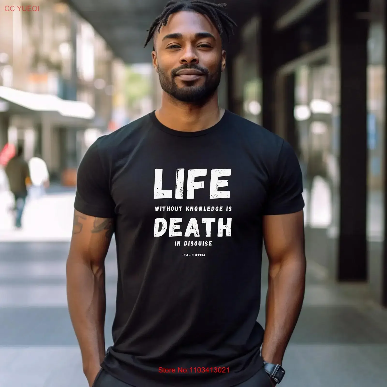 La vie sans connaissance est la mort en déguisement t-shirt Hip Hop paroles Rap vintage lavé vêtements de créateur de mode polyvalent