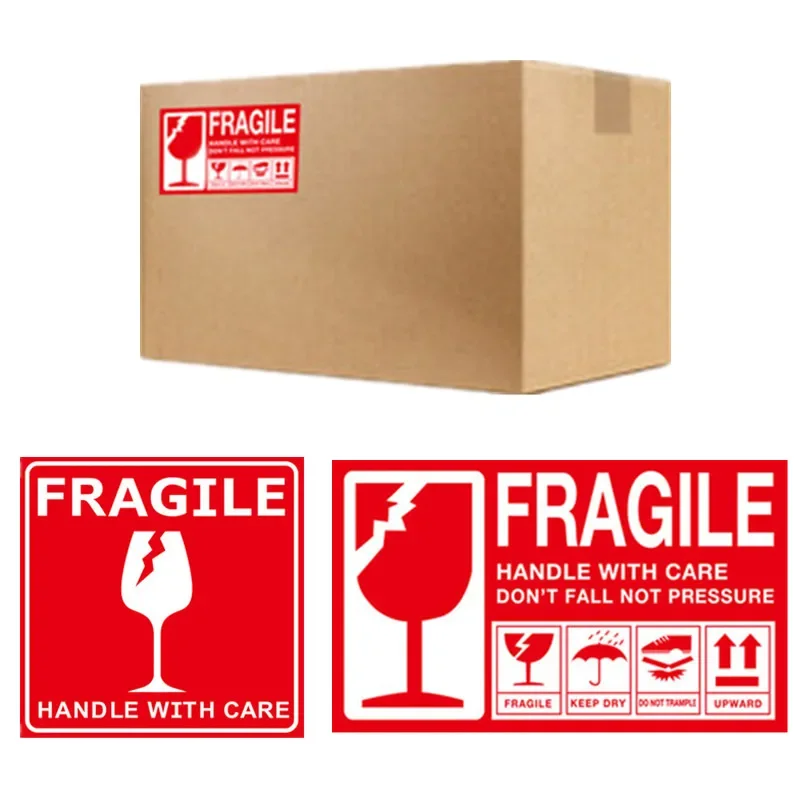 50pcs Big Labels Fragile Stickers 15cm*9cm 10cm*10cm Fragile or Bend Handle with Care Warning Packing Labels Stickers for Goods