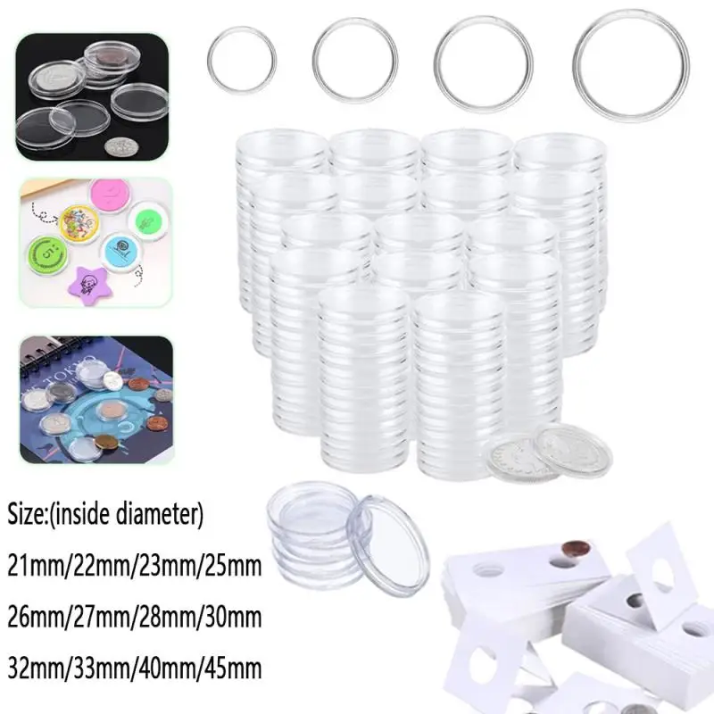 10~100pcs 21/23/25/30-45mm Coinn Capsules Storage Box Clear Plastic Coinning Cases Holders Protector Coinning Capsules Storage