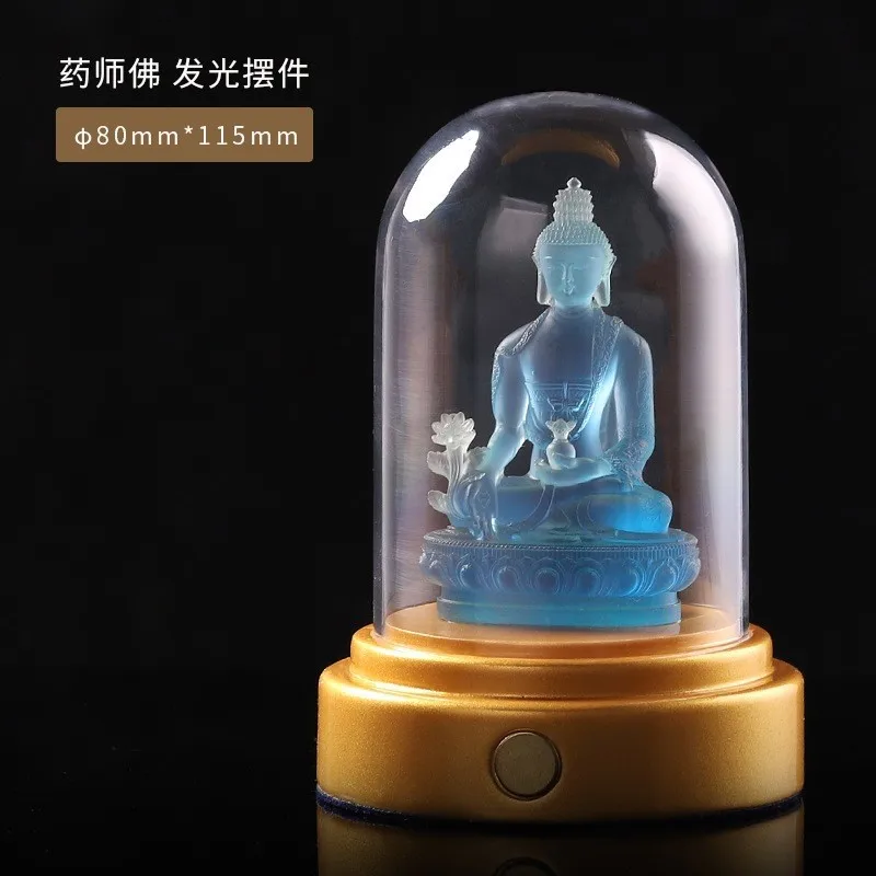 Traditional Wax Casting Glass Car Medicine Ksitigarbha Statue Guanyin Prince Buddha Light Ornaments Thousand Bu