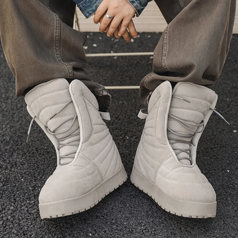 

New Design Color-blocked Fashion Boots From A Niche and Trendy Brand for Men's Large-sized High-top Boots in Autumn and Winter