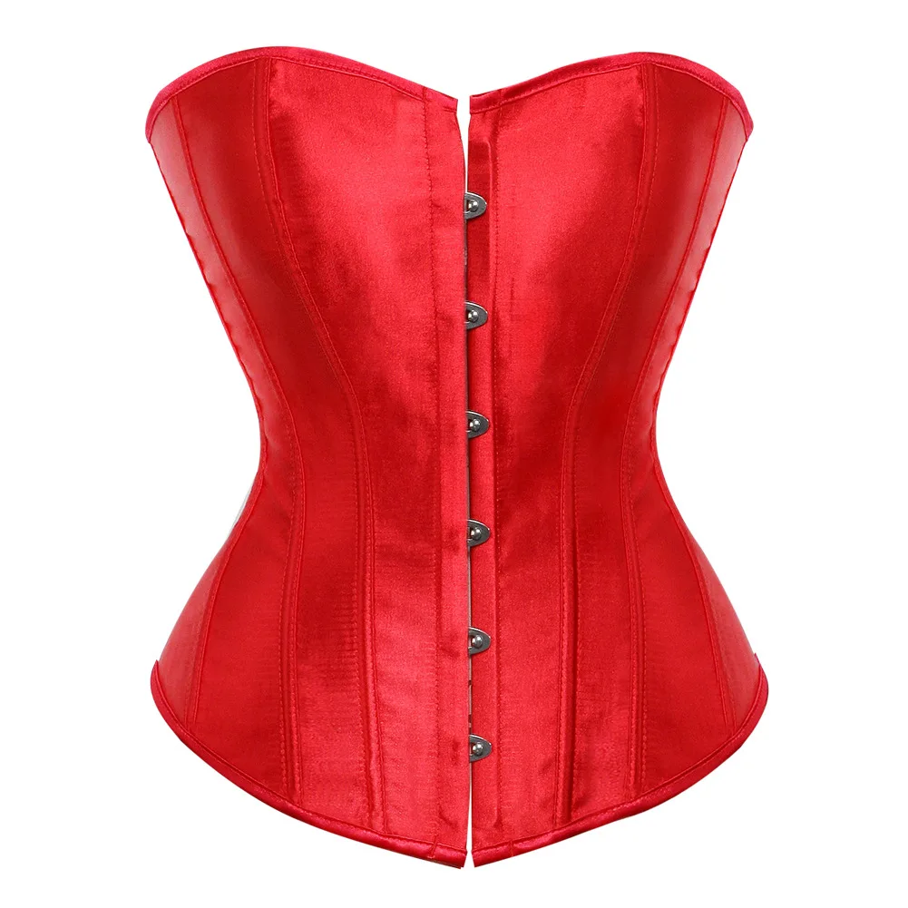 Women Black Bustier Corset Plus Size Satin Dance Overbust Corselet Body Shaperwear Women Sexy Corsets And Bustiers
