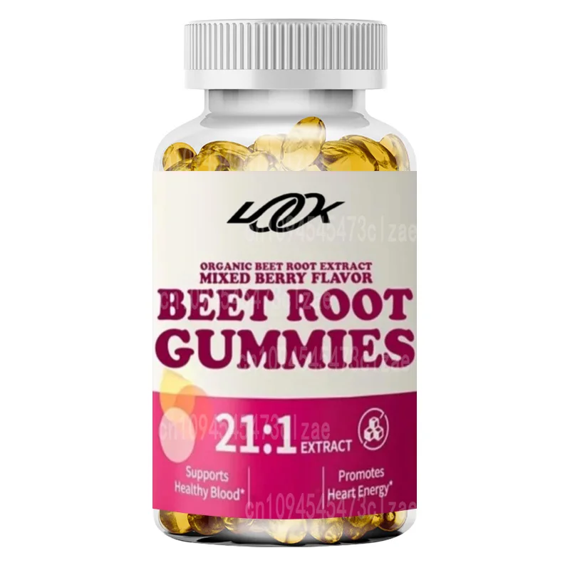 Organic Beetroot Gummies, Mixed with Fruit Flavors, Natural Extracts, 21:1 Concentrated, Sugar Free Chewable, Energy