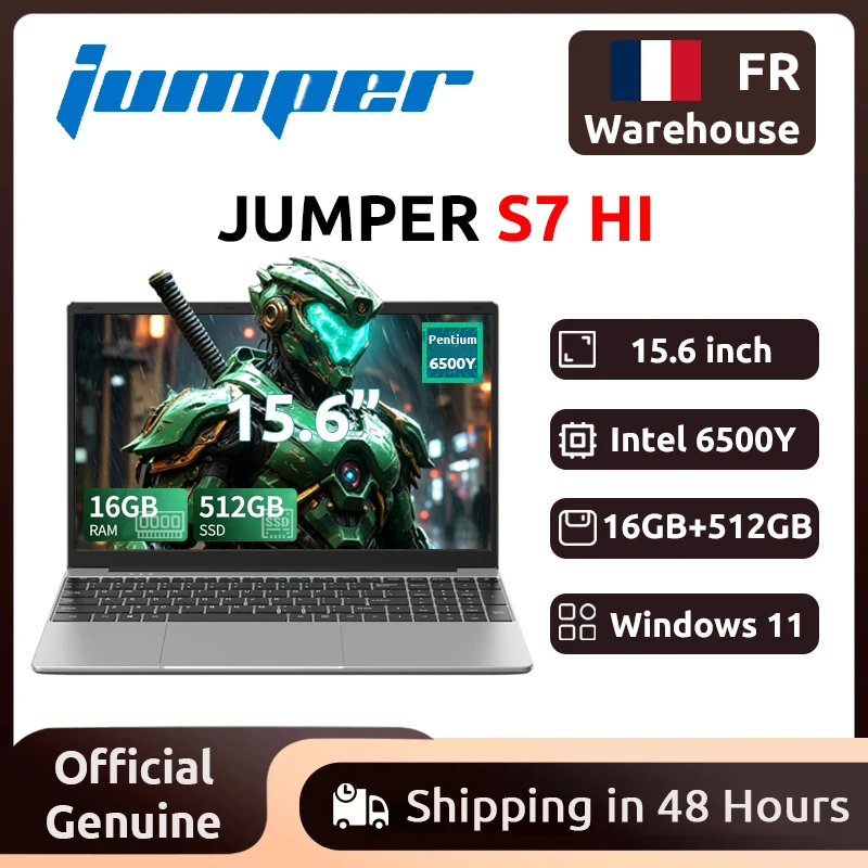 Ordinateur portable Jumper EZbook S7 HI 15,6 pouces, 16 Go de RAM, 512 Go de SSD, processeur Intel 6500Y, Type-C, Mini HDMI