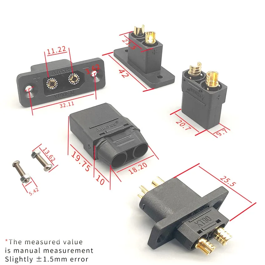 XT90E-M+XT90H-F Battery Connector Set XT90E Male Plug Gold-Plated Connector DIY Connecting Part for RC Aircraft Drone Accessory