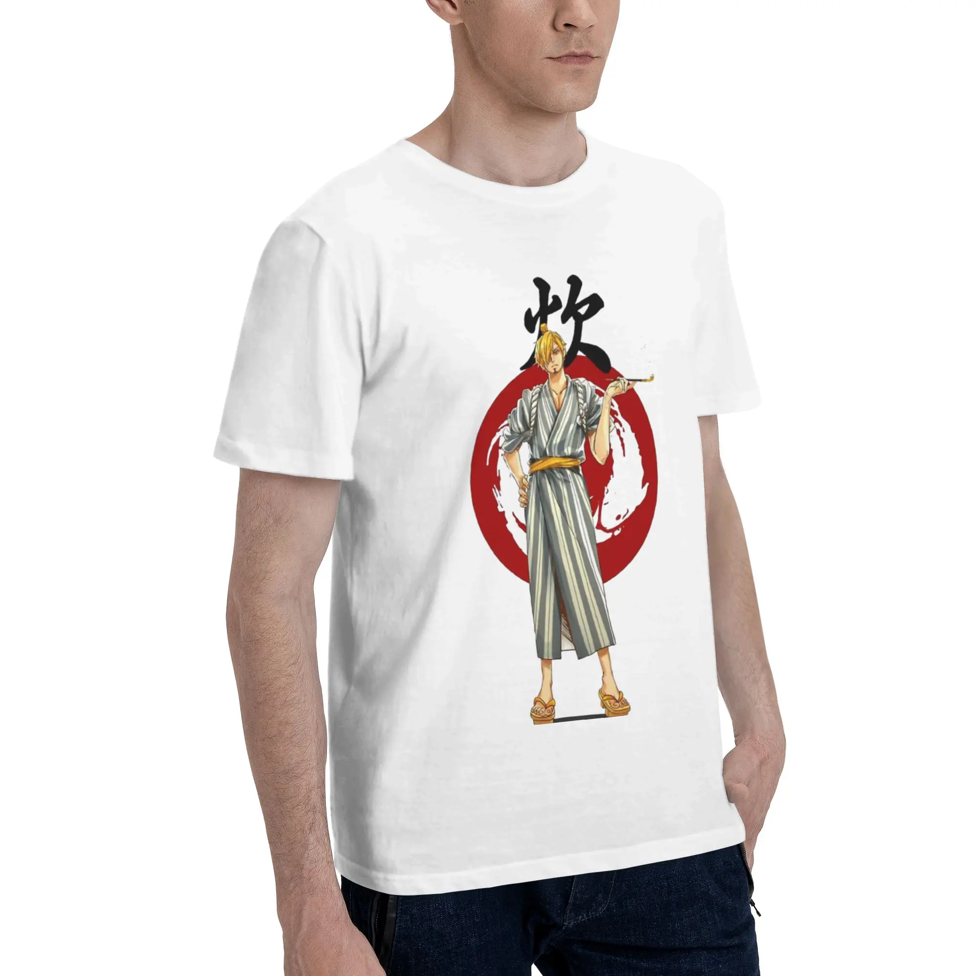 Sanji Wano  Men T Shirts One Piece Hipster Tees Short Sleeve Crewneck 100% Cotton Unique Clothes T-Shirt