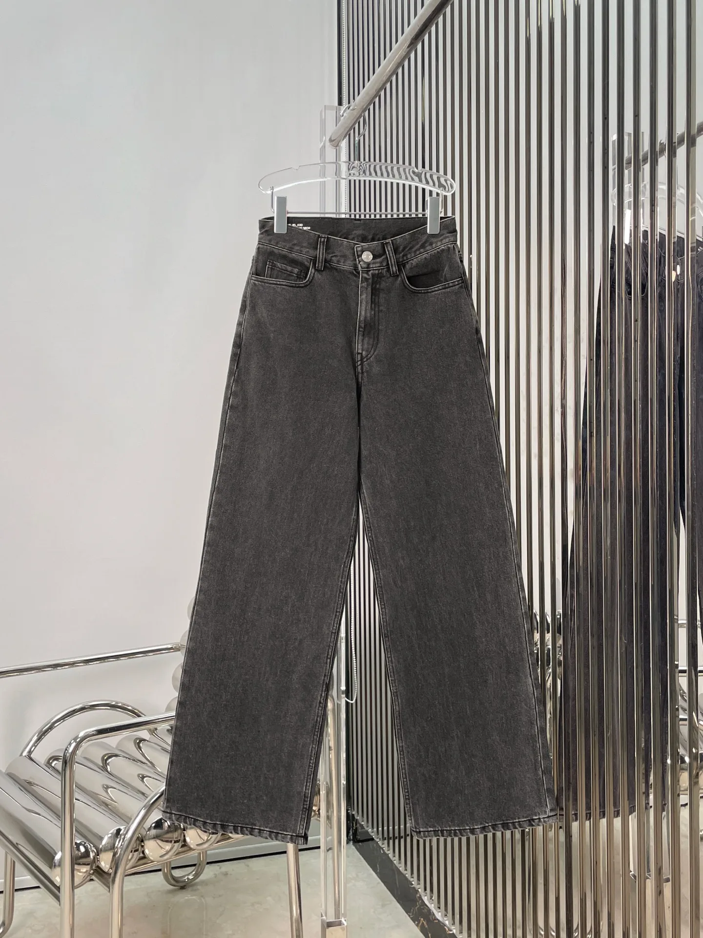

Retro Waed Carbon ey Denim Jeans Women's Casual Sle Lengthening Legs High Waist Straight Leg Jeans Faionable Autumn W...