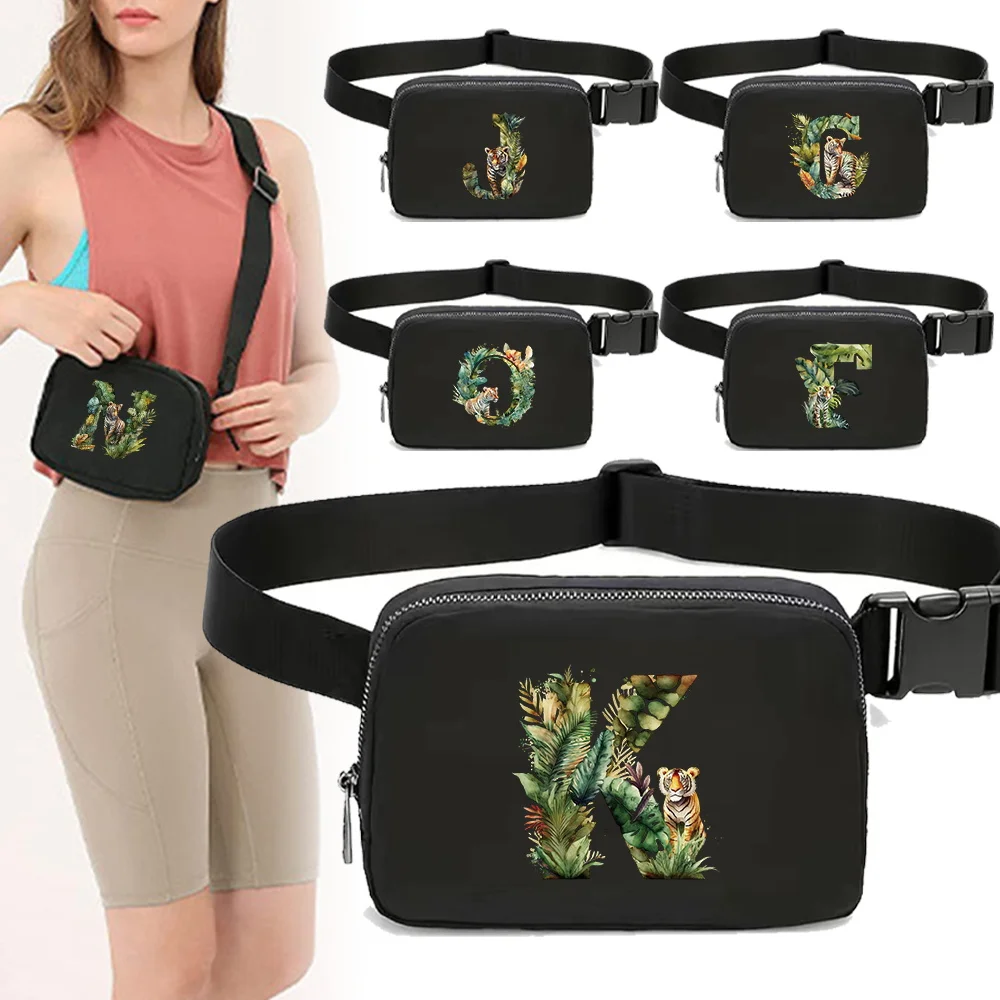 Sports Leisure Waist Bag Fitness Bags Canvas Material Chest Shoulder Strap Bags Jungle Tiger Letter Serie Outdoor Storage Case