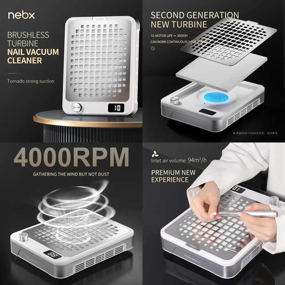 

NEBX 36W Nail Dust Collector Nail Dust Collector Strong Suction Nail Salon Brushless Motor Manicure Dust Collector Vacuum