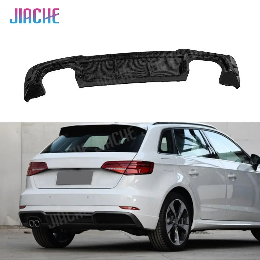 Carbon Fiber Rear Lip Bumper Diffuser Spoiler for Audi A3 Sline S3 Hatchback 2017-2021 not Standard Bumper Guard ABS Car Styling