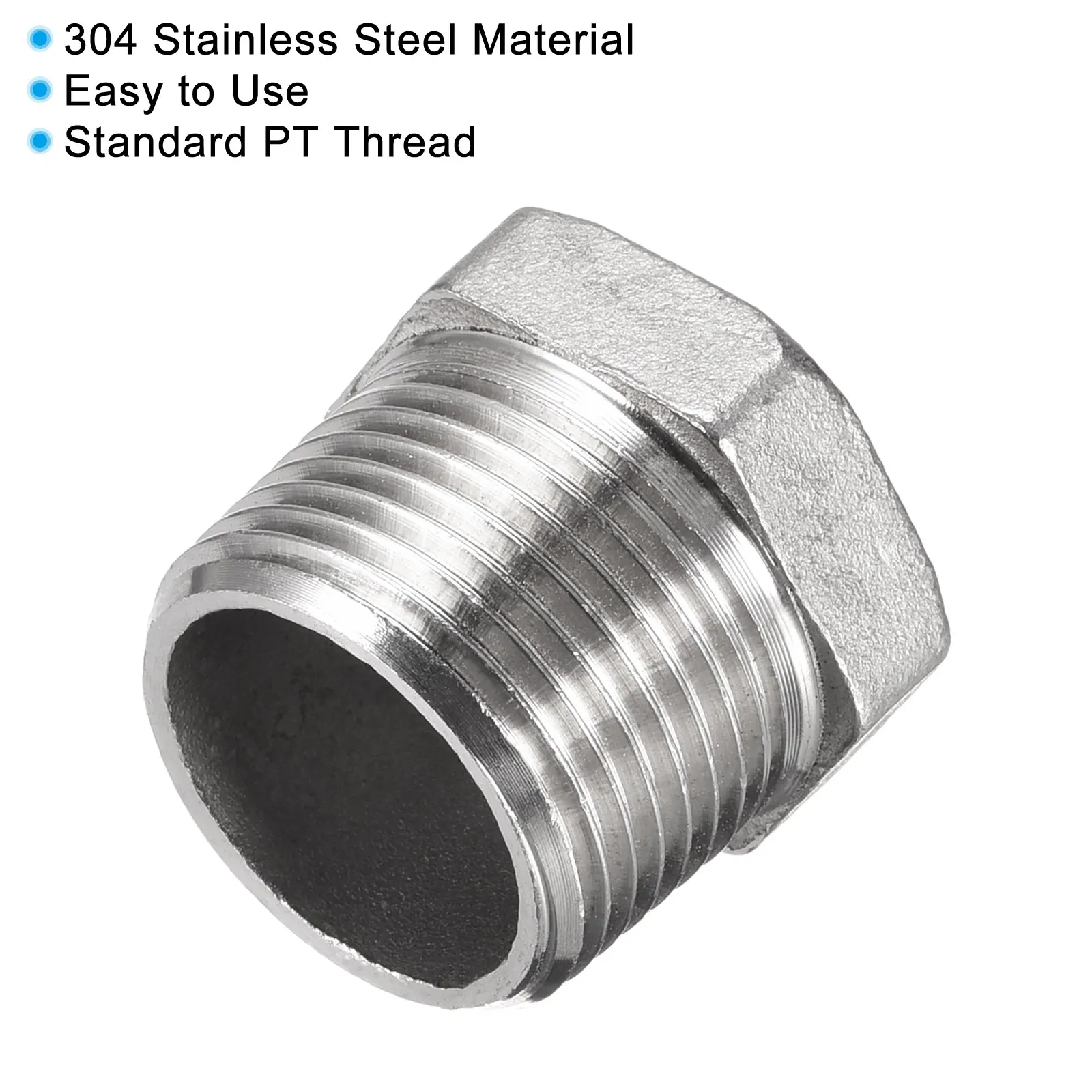 Uxcell Hex Mengurangi Bushing, 3/4 PT Laki-laki Ke 1/4 PT Perempuan 304 Baja Tahan Karat Pipa Fitting Peredam Adaptor, Pak 2